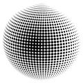 3d black spherical ball point on halftone. Graphic element vector. Gradient circles. Geometric dots texture. Stock image