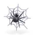 3D black spider on web. Vector illustration in cartoon style. Comic image for Halloween Royalty Free Stock Photo