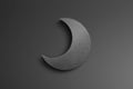 3D Black Stone Logo Design Of Moon Shape On Dark Gradient Color.
