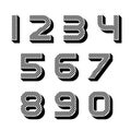 3D black striped numbers font Royalty Free Stock Photo