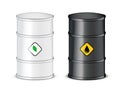 3D Black And White Barrel. Petroleum Spilled Icon