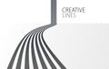 3D black and white lines in perspective abstract vector background.