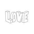 3d black word love. Vector illustration eps 10