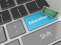 3d Blackboard on computer keyboard. Royalty Free Stock Photo