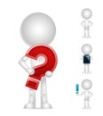 3d blank character question exclamation mark pc tablet isolated icons set render design vector illustration Royalty Free Stock Photo