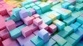 3d block abblue, pink, and green cubes of colorful cubes, color field explorations, stract background pastel Royalty Free Stock Photo