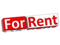 3D Block Button For Rent text