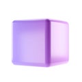 3d block object cube abstract geometric shape. Realistic glossy lilac gradient luxury template decorative design illustration.