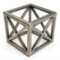 3D block object metal cube abstract geometric shape isolated on white background