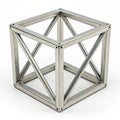 3D block object metal cube abstract geometric shape isolated on white background