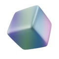 3d block object metal cube abstract geometric shape. Realistic glossy gradient luxury template decorative design illustration.