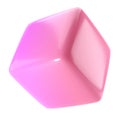 3d block object metal cube abstract geometric shape. Realistic glossy pink and lilac gradient luxury template decorative design