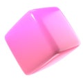 3d block object metal cube abstract geometric shape. Realistic glossy pink and lilac gradient luxury template decorative design
