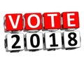 3D Block Red Text VOTE 2018 over white background.
