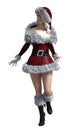 3D Blond girl in red Christmas dress