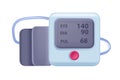 3D blood pressure icon, vector heart rate machine, hypertension medical check device, button, screen.