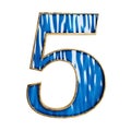 3d blue alphabet and numbers in glass and bronze material