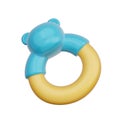 3D Blue baby teething ring, baby gender reveal, It\'s a boy, birthday party, 3d rendering