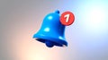 3D blue bell with red alert badge, clean modern design Royalty Free Stock Photo