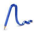 3d Blue bendy pencil