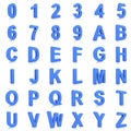 3d Blue bold alphabet and numbers