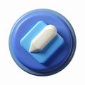 3D Blue Circular Button with White Pointer Icon and Transparent Background for Digital Applications