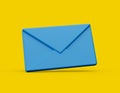 3d blue Close mail envelope icon new message isolated on Yellow background 3d illustration Royalty Free Stock Photo