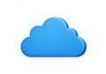A 3D blue cloud icon is centered on a white background. The cloud has a smooth, Royalty Free Stock Photo