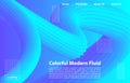 3D Blue Color Background of modern fluid. Landing page design. Fluid Shape Vector Form. 3D Poster for website design.