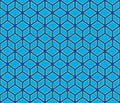 3d Blue contour abstract geometrical cubes seamless pattern background Royalty Free Stock Photo