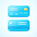 3d Blue Credit Cards Set Plasticine Cartoon Style. Vector