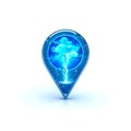 3D Blue Crystal Map Pin Pointer Isolated on White Background. AI Generated Image.