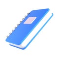 3d blue cute empty notepad book stationery for school isolated background with clipping path. Simple render illustration