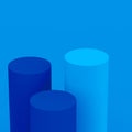 3d blue cylinder podium minimal studio background. Royalty Free Stock Photo