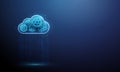 3d blue data cloud in flowing stream of dots with gears inside. Cloud computing, data processing automation, digital Royalty Free Stock Photo