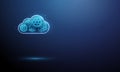 3d blue data cloud with gears. Cloud computing, system automation, digital workflow, technology optimization, process Royalty Free Stock Photo