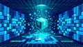 3D blue digital binary code background. Abstract futuristic binary code. Vector illustration Royalty Free Stock Photo