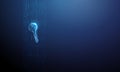 3d blue digital key floating within a stream of data points. Secure access, encrypted information flow, digital Royalty Free Stock Photo
