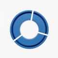 Blue 3D donut chart with three segments on a white background graph data Royalty Free Stock Photo