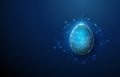 3d blue Easter egg with spreading microchip circuit lines beneath it. Festive technology concept, high-tech holiday Royalty Free Stock Photo