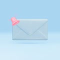 3D blue email icon with notification, unread mail logo vector illustration Royalty Free Stock Photo