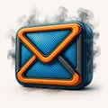 3D Blue Envelope Icon with Orange Trim email symbol Royalty Free Stock Photo