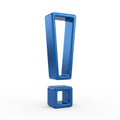 3D Blue Exclamation Mark Symbol Isolated on White Background punctuation Royalty Free Stock Photo