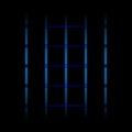 3d blue fading neon light elements, lines, dots, grid on black background. Futuristic abstract pattern Royalty Free Stock Photo