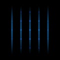 3d blue fading neon light elements, vertical lines and dots on black background. Futuristic abstract pattern. Royalty Free Stock Photo