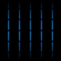 3d blue fading neon light elements, vertical lines and dots on black background. Futuristic abstract pattern. Royalty Free Stock Photo