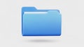 3D Blue Folder Icon with White Paper Insert Floating on White Background file document Royalty Free Stock Photo