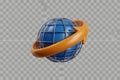 3D Blue Globe with Orange Arrow Orbiting - Global Network Concept Royalty Free Stock Photo