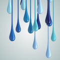 3D blue glossy paint drop blobs