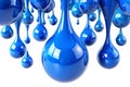 3D blue glossy paint drop blobs
